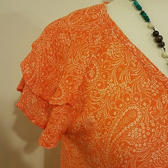 NWT Orange & White Paisley Top - Picture 4 of 6